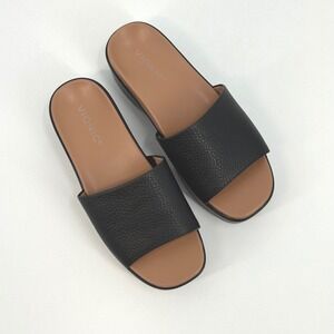 Vionic Trista Black Pebbled Leather Platform Slide Sandals Womens 8 Orthotic